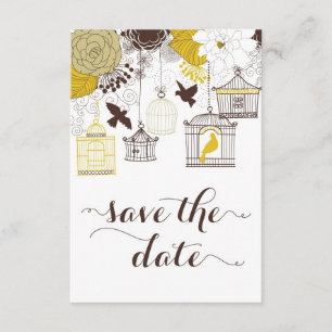 Save The Date Jaune Vintage Birdcages Floral Enregistrer la date