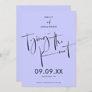 Save The Date Jetant le noeud Elegant Script Lavender bleu