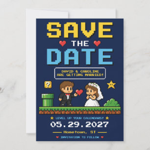 Save The Date Jeu Vidéo Rétro Coloré Mariage Fun Vintage