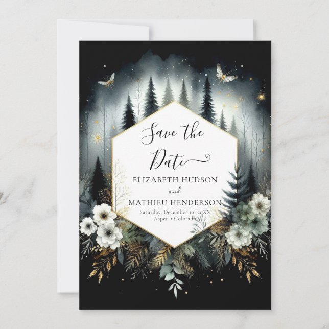 Save The Date Joli Boho Enchanted Mariage Forêt (Devant)