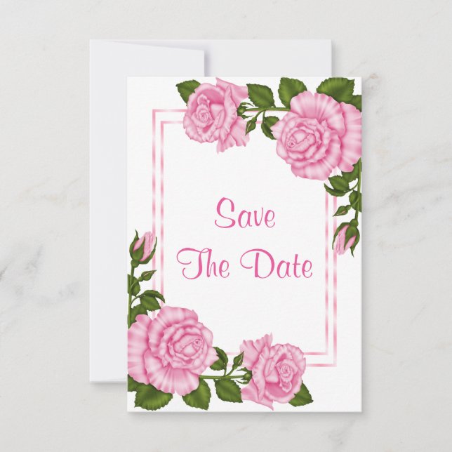 Save The Date Joli Bouquets de coin rose 60e Enregistrer la date (Devant)