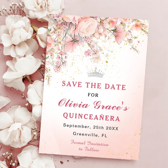 Save The Date Joli Jardin Fleur sauvage Aquarelle Sweet 16 (Créateur téléchargé)