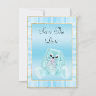 Save The Date Joli Lapin Turquoise Enregistrer Le Baby shower Da