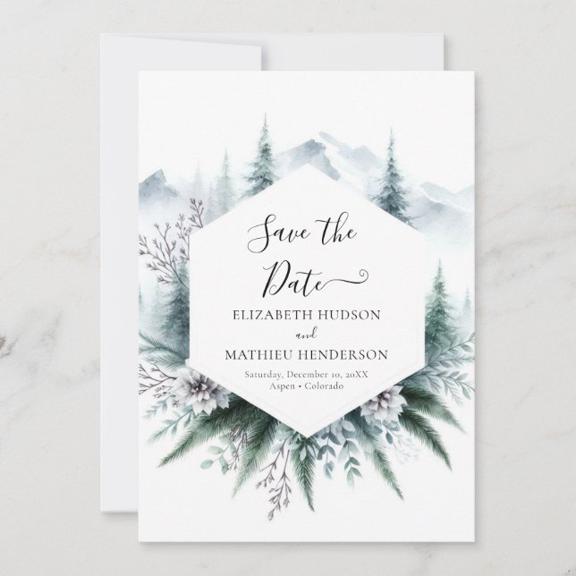 Save The Date Joli Mariage de montagne éditable (Devant)
