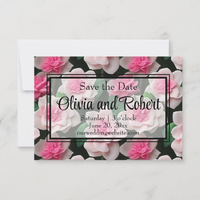 Save The Date Joli motif fleuri rose boho (Devant)