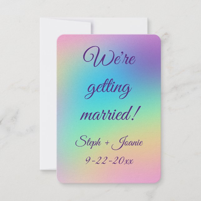 Save The Date Joli Pastel Rainbow Mariage dégradé (Devant)