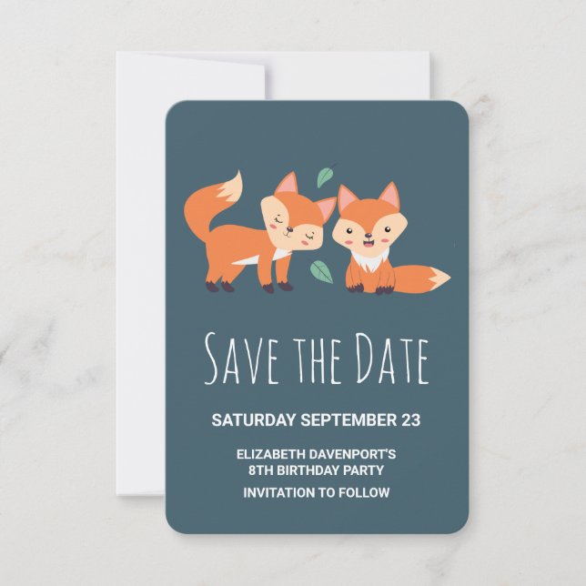 Save The Date Joli renard orange Anniversaire Enregistrer la dat (Devant)