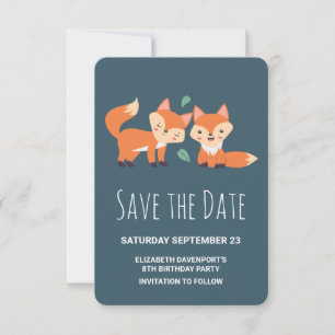 Save The Date Joli renard orange Anniversaire Enregistrer la dat