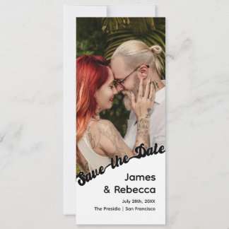 Save The Date Joli Rétro Bohème Minimaliste Texte & Photo Excent