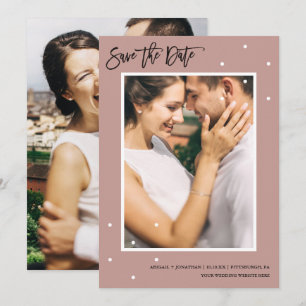 Save The Date Joli Rose Dots Photo Enregistrer la date