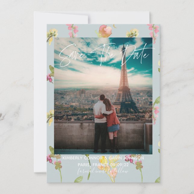 Save The Date Jolie aquarelle florale | Enregistrer la date (Devant)