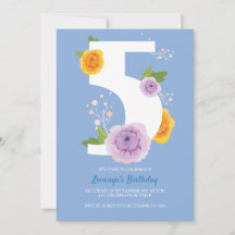 Jolie aquarelle Florals Enfants 5e fête d'annivers