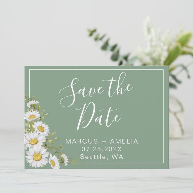 Save The Date Jolie Basil Vert & Blanc Maisies Enregistrer La Da (Debout devant)