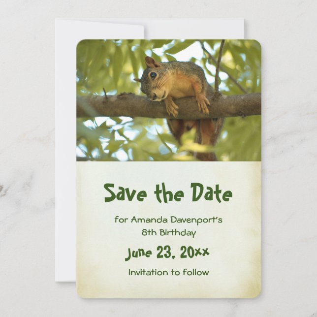 Save The Date Jolie Curious écureuil Nature Photographie (Devant)