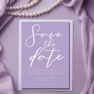 Save The Date Jolie Lilac Purple Typographie Blanche