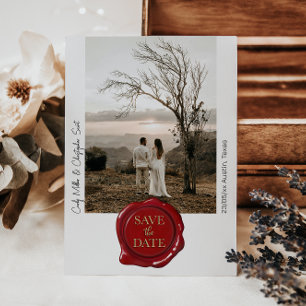 Save The Date Jolie photo de sceau de cire rouge Minimaliste Enr