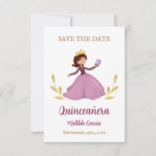 Save The Date Jolie princesse avec papillon quinceanera