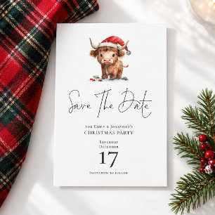 Save The Date Jolie vache des Highlands Noël Enregistrez la date