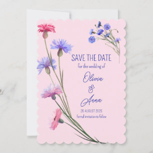 Save The Date Jolies Fleurs Roses Et Violettes
