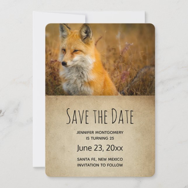 Save The Date Jote Red Fox Wilderness Nature Photo (Devant)