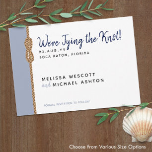 Save The Date Jouer le noeud Nautique Marine Bleu et Dusty Bleu