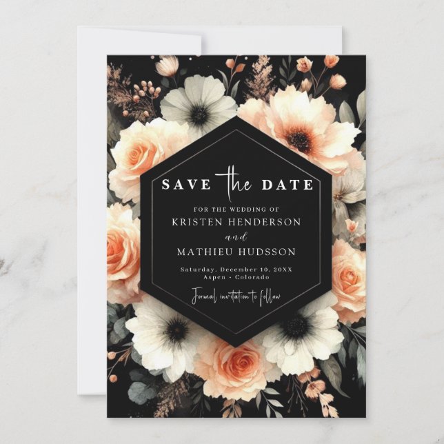 Save The Date Jouer Mariage Whimsical Peach (Devant)