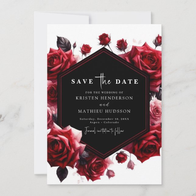 Save The Date Joueur Boho Crimson Mariage rouge (Devant)