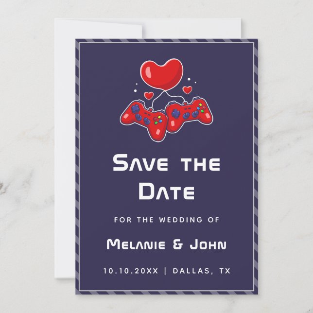 Save The Date Joueur violet Joypad Geeky Nerdy Love (Devant)