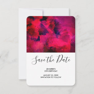 Save The Date Jour d'anniversaire Abstrait rouge foncé et violet