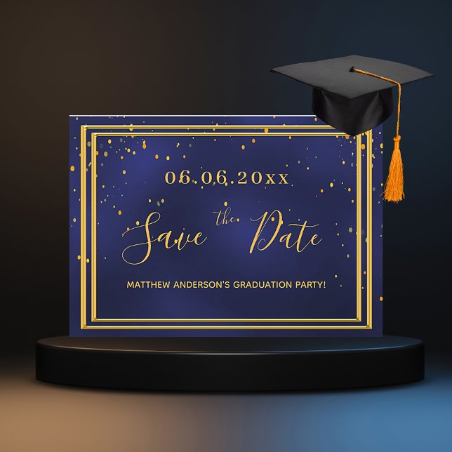 Save The Date Jour de graduation marine bleu or (Créateur téléchargé)