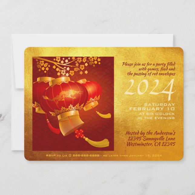 Save The Date Jour du dragon chinois traditionnel PInv (Devant)
