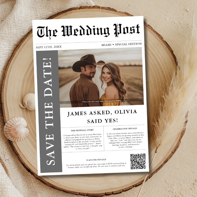 Save The Date Journal Mariage photo rustique moderne QR Code (Créateur téléchargé)