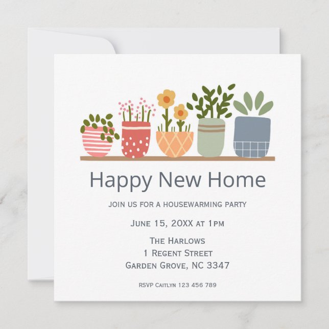 Save The Date Joyeuse Nouvelle Maison Fleur Maison Fête de Créat (Devant)
