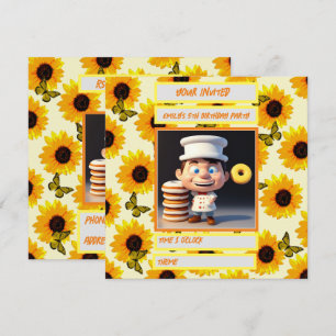 Save The Date Joyeux Chef De Donut 3D Sur Fleurs De Soleil Jaune