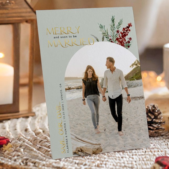 Save The Date Joyeux Noël Futurs Mariés Photo (Créateur téléchargé)