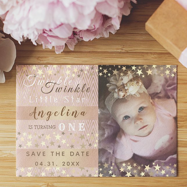 Save The Date Joyeux premier anniversaire Twinkle Twinkle Little (Créateur téléchargé)