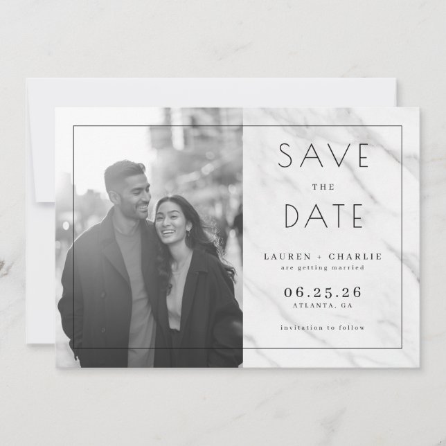 Save The Date Joyful Grayscale Modern Photo (Devant)