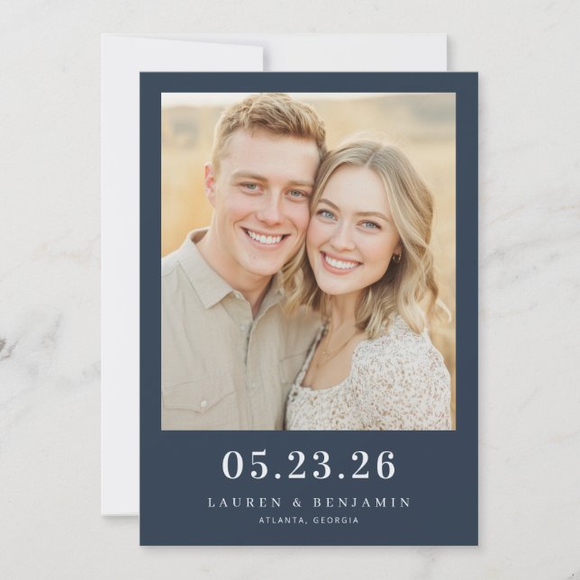 Save The Date Joyful Navy Contemporary Photo (Devant)