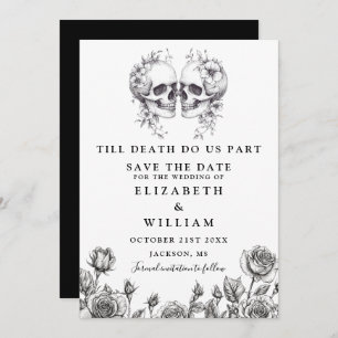 Save The Date Jusqu'à la mort Crâne gothique Mariage floral
