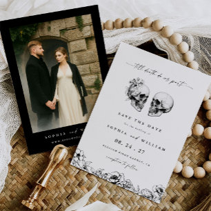 Save The Date Jusqu'à la mort Photo de mariage gothique floral