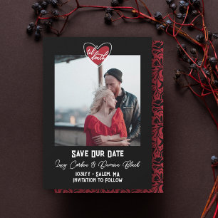 Save The Date Jusqu'à la mort Photo Florale Mariage Gothique