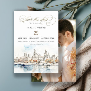 Save The Date Kansas City Missouri Watercolor Mariage photo