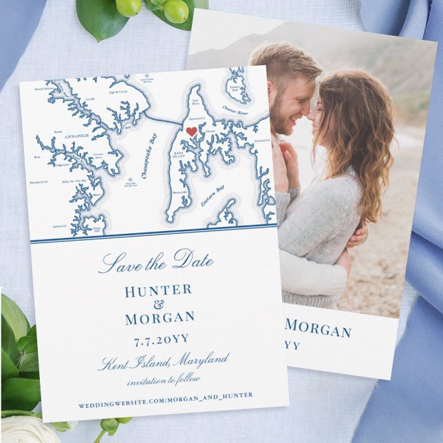 Save The Date Kent Island Maryland Destination Mariage Photo (Kent Island Save the Date with Photo back perfect for your destination wedding)