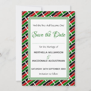 Save The Date KENYA FLAG Customise des écritures au Kenya