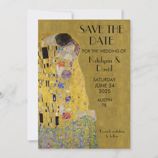 Save The Date Klimt's The Kiss - Art Nouveau Sauvez la date (Devant)