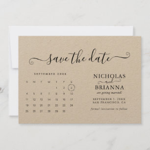 Save The Date Kraft Modern Minimalist Budget Calendar Chic