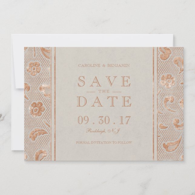 Save The Date Kraft or doré Ruban rustique mariage à retenir la  (Devant)
