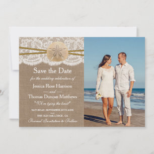 Save The Date La collection de mariages de plage de sable rustiq