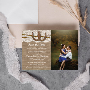 Save The Date La collection Rustic Horseshoe Mariage Photo
