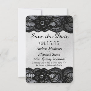 Save The Date La dentelle et le satin noirs font gagner la date